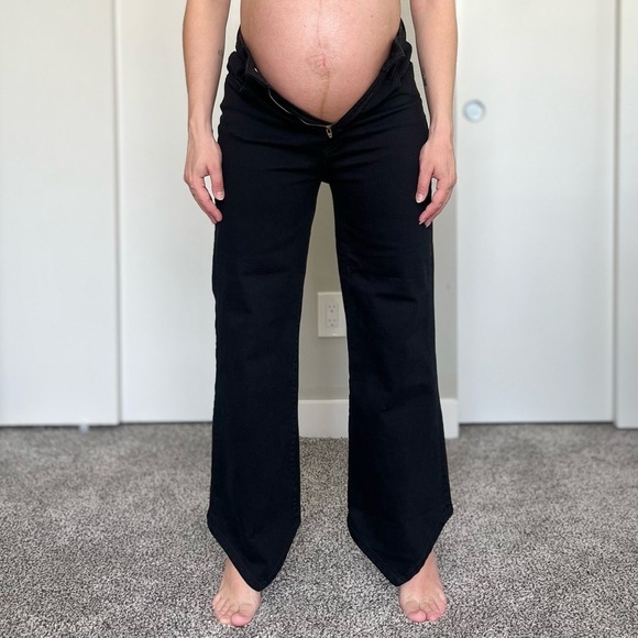 Mother The Dagger Flood Wide Leg Jeans - Bandana Hem - Black Wash - Size 29 - Picture 2 of 16